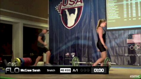 Sarah McCraw (W35, 63kgs) Snatch 46 kgs