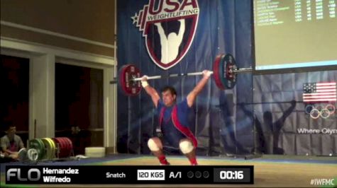 Wilfredo Hernandez (M45, 94kgs) Snatch 120 kgs