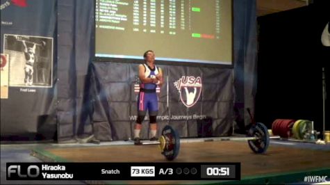 Yasunnobu Hiraoka (M45,77 kgs) Snatch 3 73 kgs