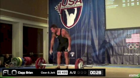 Brian Clapp (M40, 85kgs) Snatch 85 kgs