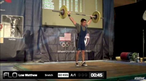 Matthew Low (M40,62kgs) Snatch 1  60kgs