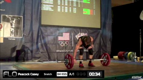 Casey Peacock (M40,77kgs) Snatch 1  84kgs