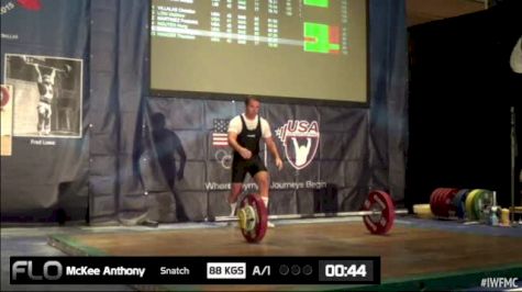 Anthony Mckee (M40,77kgs) Snatch 1  88kgs