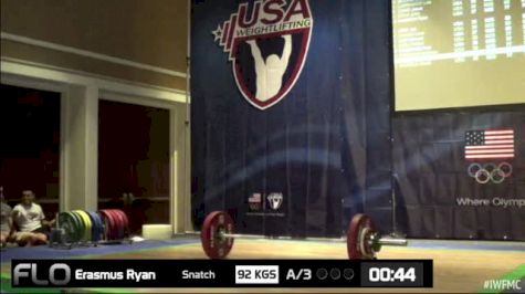 Ryan Erasmus (M35, 62kgs) Snatch 92 kgs