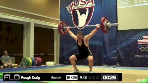 Craig Peugh (M35, 94kgs) Snatch 91 kgs