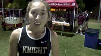 Taylor Miranda (Knight) breaks 18 (17.57) to score varsity girls win