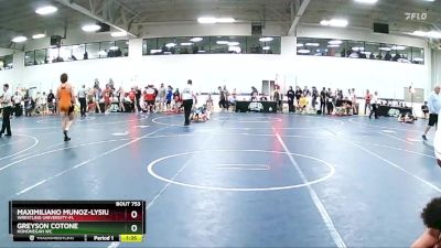 185 lbs Cons. Round 2 - Greyson Cotone, Hononegah WC vs Maximiliano Munoz-Lysius, Wrestling University-FL