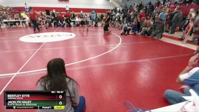 56-61 lbs Round 5 - Jacklyn Haley, Platte Valley Jr. Wrestling vs Bentley Kyte, Wiggins Youth