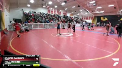 131 lbs Cons. Round 1 - Nalani Fuentes, Rowland vs Jennifer Carranza, Tustin