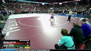 Girls 152 lbs 3rd Place Match - Hailey Veeser, Southern Door Girls vs Britney Petsche, River Ridge Girls