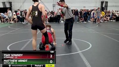 138 lbs Round 1 (8 Team) - Tsay Sowkey, Scorpions vs Matthew Arndt, Battle Axe