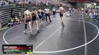 132 lbs Round 4 (6 Team) - Lincoln Hinchman, Indiana Gold vs Brody Beckman, Kansas Copperheads