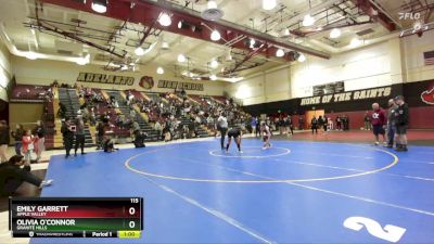 115 lbs 3rd Place Match - Emily Garrett, Apple Valley vs Olivia O`Connor, Granite Hills