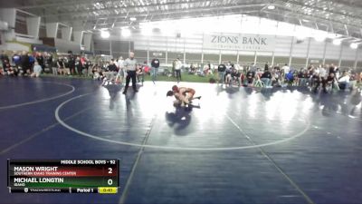 92 lbs Champ. Round 1 - Mason Wright, Southern Idaho Training Center vs Michael Longtin, Idaho