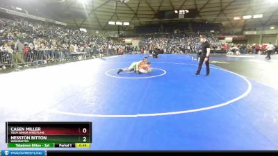 108 lbs Champ. Round 2 - Casen Miller, Yelm Junior Wrestling vs Hesston Bitton, Washington