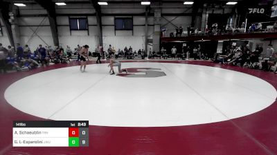 141 lbs Quarterfinal - Adam Schaeublin, Trinity vs Gabriel Leo-Esparolini, Johnson & Wales