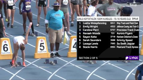 High School Girls' 100m Hurdles Aau Junior Olympics, Finals 2 - Age 15-16