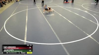 92 lbs Cons. Round 1 - Jacob Hartl, Rogers Area Youth Wrestling Club vs Cap Jurkovich, Forest Lake Wrestling Club