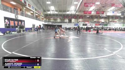 109 lbs Cons. Round 5 - Alexsys Jacquez, University Of Saint Mary vs Kylee Slyter, Baker University