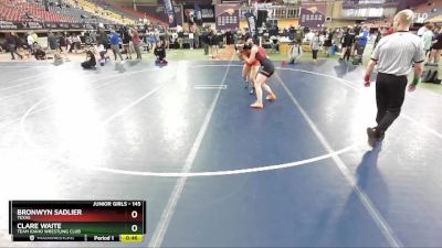 145 lbs Cons. Round 5 - Bronwyn Sadlier, Texas vs Clare Waite, Team Idaho Wrestling Club