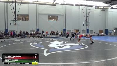 133 lbs Semifinal - Jayden Cardenas, Cortland State vs Corey Messick, Roanoke College