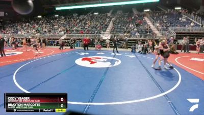 97 lbs Cons. Round 2 - Cody Yeager, Lusk Rawhide Wrestling Club vs Braxton Marcotte, Casper Wrestling Club