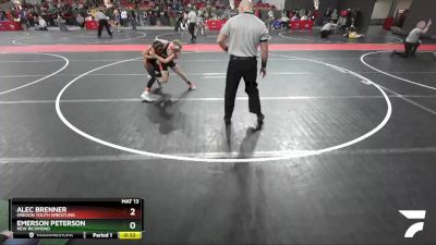 90 lbs Quarterfinal - Alec Brenner, Oregon Youth Wrestling vs Emerson Peterson, New Richmond