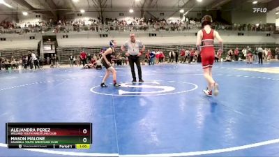 100 lbs Cons. Round 3 - Mason Malone, Hannibal Youth Wrestling Club vs Alejandra Perez, Willard Youth Wrestling Club