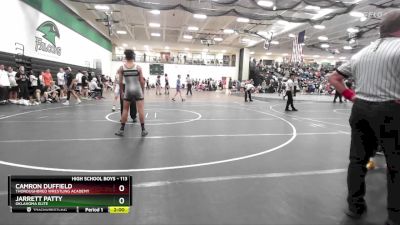 113 lbs Quarterfinal - Jarrett Patty, Oklahoma Elite vs Camron Duffield, Thoroughbred Wrestling Academy