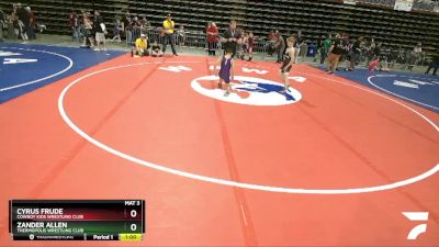 82 lbs Cons. Round 3 - Zander Allen, Thermopolis Wrestling Club vs Cyrus Frude, Cowboy Kids Wrestling Club