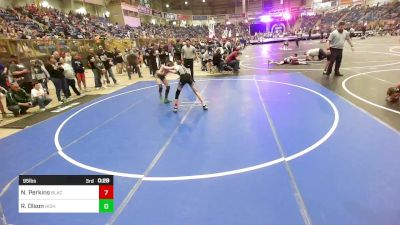 95 lbs Round Of 16 - Nathaniel Perkins, Black Fox Wrestling Academy vs Robert Olson, Highland Middle School