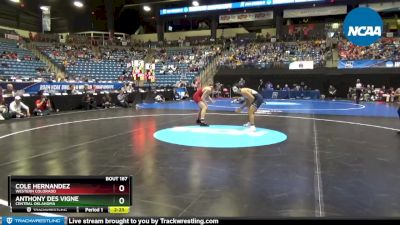 174 lbs Quarterfinal - Cole Hernandez, Western Colorado vs Anthony Des Vigne, Central Oklahoma