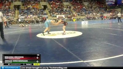 120 lbs Cons. Round 2 - Breanna Erickson, Hope Christian Academy vs Deegan Kirschenmann, Valley City