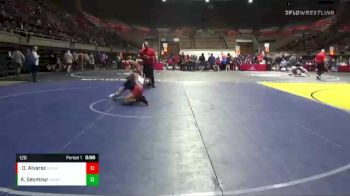 120 lbs Cons. Semi - Damian Alvarez, Selma High School Wrestling vs August Seymour, Golden Grapplers Wrestling Club