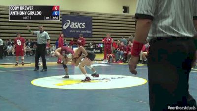 133lbs Match Cody Brewer (OKLAHOMA UNIVERSITY) vs. Anthony Giraldo (RUTGERS)