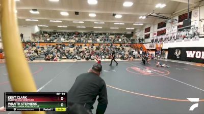 56 lbs Champ. Round 1 - Kent Clark, Riverton USA Wrestling vs Wraith Stephens, Greybull Basin Athletic Club