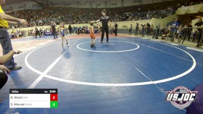 40 lbs Quarterfinal - Brady Wood, Oklahoma Wrestling Academy vs Stetson Manuel, Newkirk Takedown Club