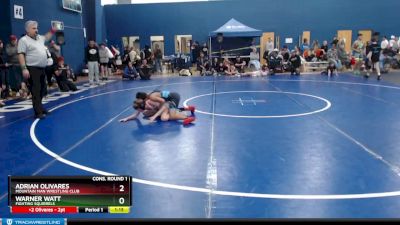 90 lbs Cons. Round 1 - Adrian Olivares, Mountain Man Wrestling Club vs Warner Watt, Fighting Squirrels