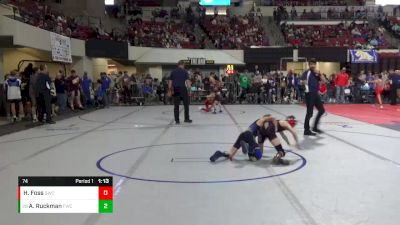 74 lbs Champ. Round 2 - Andrew Ruckman, Fergus Wrestling Club vs Hazen Foss, Sidney Wrestling Club