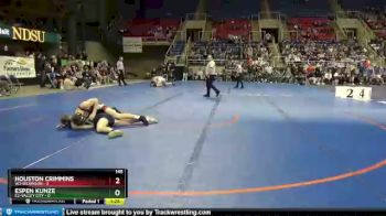 145 lbs Quarterfinals (8 Team) - Espen Kunze, E2-Valley City vs Houston Crimmins, W3-Dickinson