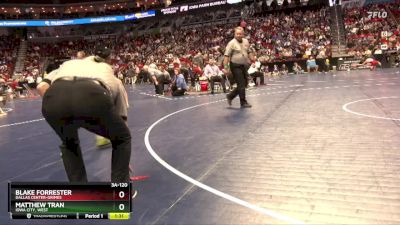 3A-120 lbs Cons. Round 2 - Blake Forrester, Dallas Center-Grimes vs Matthew Tran, Iowa City, West