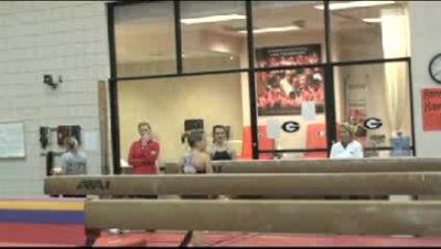 Hilary Mauro, Kat Ding, and Grace Taylor training Beam Routines for the 2009 season