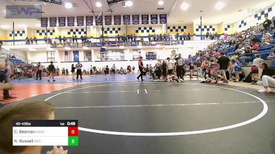 40-43 lbs Quarterfinal - Charlotte Beeman, Broken Arrow Wrestling Club vs Kimber Russell, Salina Wrestling Club