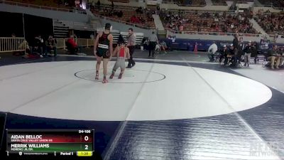 D4-106 lbs Quarterfinal - Aidan Belloc, Santa Cruz Valley Union Hs vs Merrik Williams, Morenci Jr./Sr.