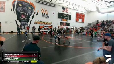 45 lbs Cons. Round 2 - Maddox Baxendale, North Big Horn Rams vs Barrett Tillery, Cody Wrestling Club