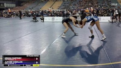 116 lbs Placement Matches (16 Team) - Ariana Martinez, Life University vs Ajayzee Zaballos, Menlo College