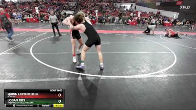 190 lbs Quarterfinal - Quinn Leimkuehler, Pulaski vs Logan Ries, Sheboygan Falls Falcons