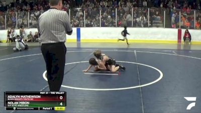 52 lbs Semifinal - Adalyn Mathewson, Black Knights Youth WC vs Nolan Miron, U.P. Elite Wrestling