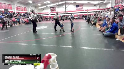 45 lbs Champ. Round 1 - Bennett Myrtle, Harrisonville Youth Wrestling vs Brooks Rinne, Higginsville Youth Wrestling