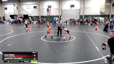 72-80 lbs Quarterfinal - Lyla Moos, Hinton Mathawks vs Emerson Callaway, 2TG